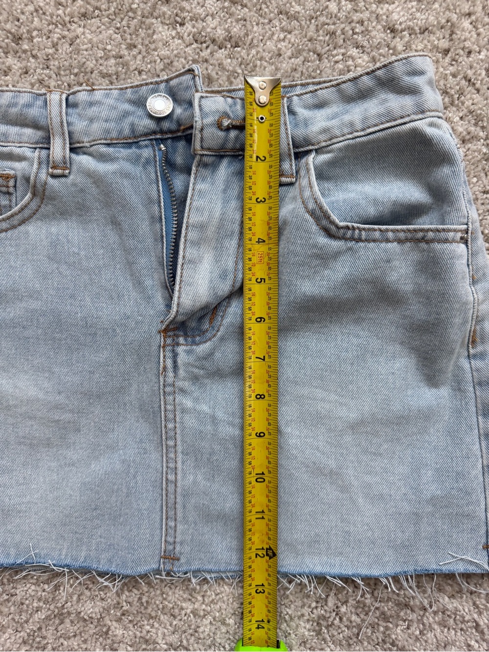 SHEIN Light Blue Denim Mini Skirt with Raw Hem
